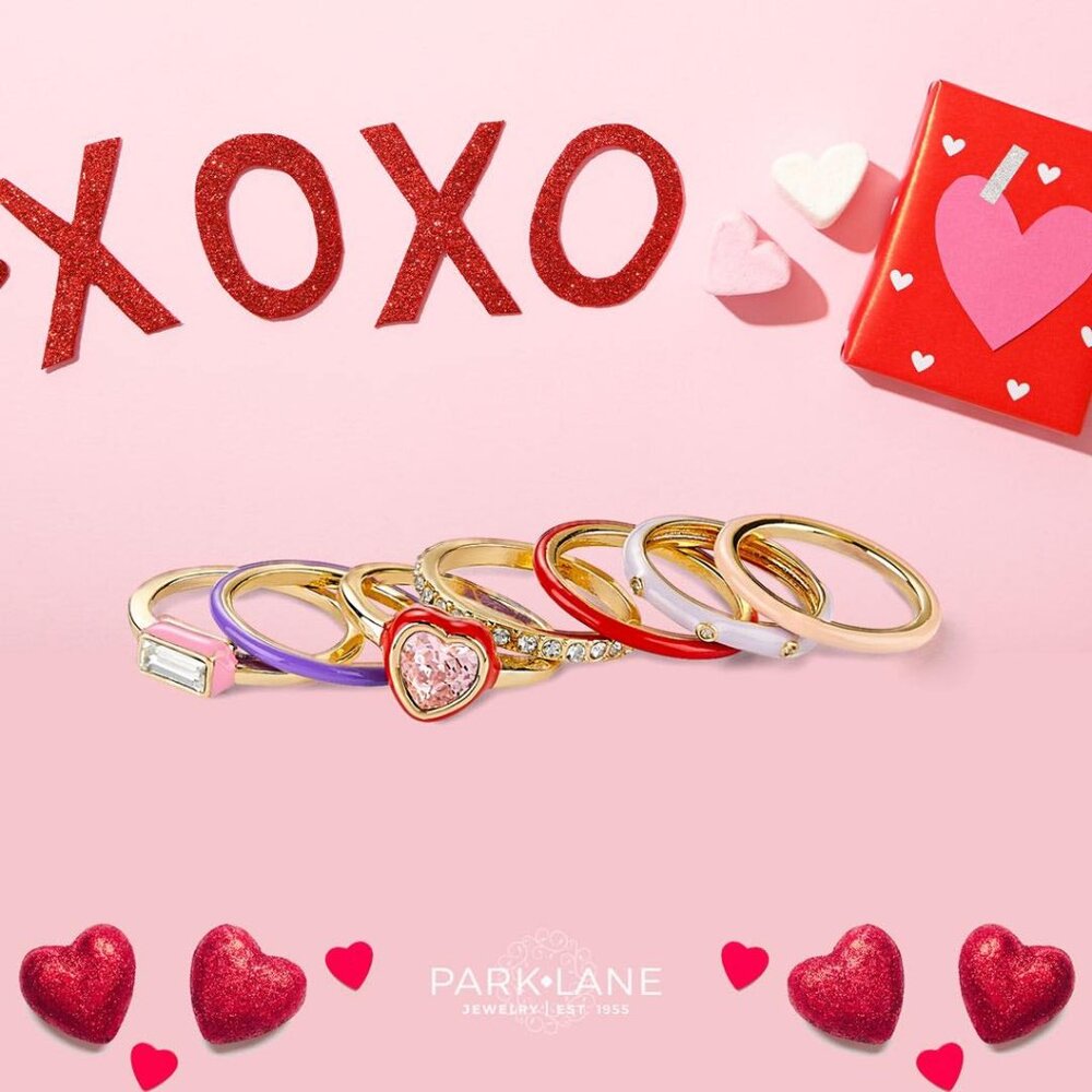 Park Lane "XOXO" Rings set of 7 Size 7